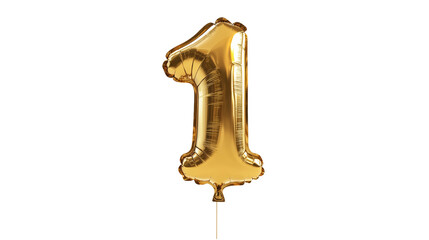 gold balloon in the shape of the number one