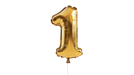 gold balloon in the shape of the number one