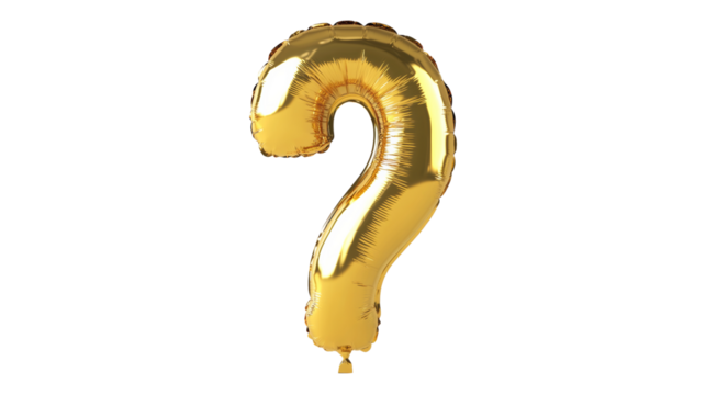 gold balloon in the shape of the Question mark