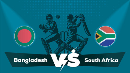 Bangladesh VS South Africa , South Africa Vs Bangladesh cricket match , Cricket match concept with creative illustration.eps