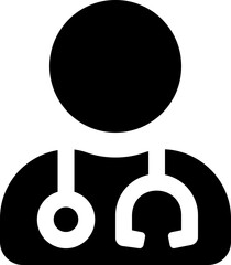 flat black user MD icon, solid monochrome vector symbol, medical doctor graphic, medical professional symbol