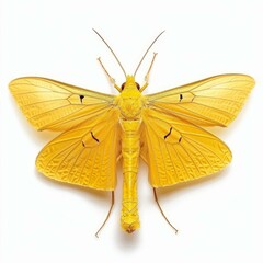 Naklejka premium Studio shot of a yellow moth spreading its wings on white background
