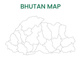 Obraz premium High detailed map of Bhutan. Outline map of Bhutan. Asia