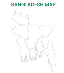 High detailed map of Bangladesh. Outline map of Bangladesh. Asia