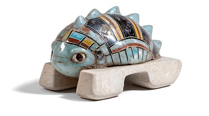 Fototapeta premium Ancient Egyptian Turquoise Fish Sculpture on Stand
