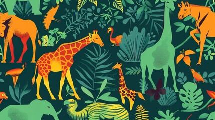 safari zoo seamless pattern wallpaper