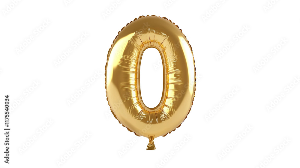 Poster gold balloon in the shape of the number zero
