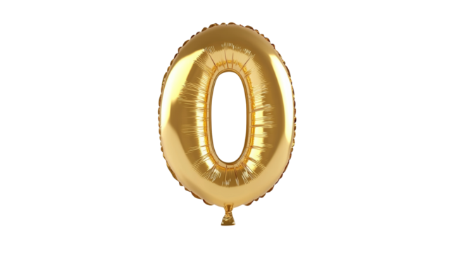 gold balloon in the shape of the number zero