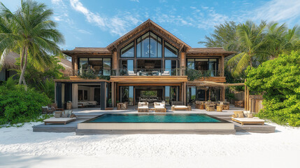 Stunning beachfront villa offering luxurious amenities and breathtaking ocean views, creating an idyllic tropical escape