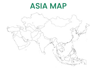 High detailed map of Asia Continent. Outline map of Asia Continent. Asia