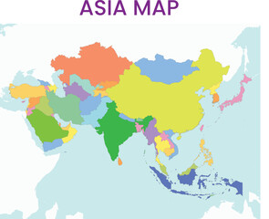 Obraz premium High detailed map of Asia Continent. Outline map of Asia Continent. Asia