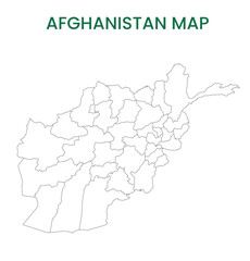 High detailed map of Afghanistan. Outline map of Afghanistan. Asia