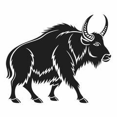 Yak vector silhouette black design white background