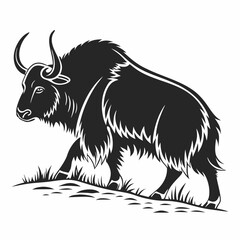 Yak vector silhouette black design white background