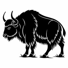 Yak vector silhouette black design white background