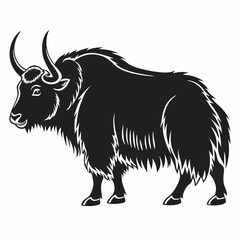 Yak vector silhouette black design white background