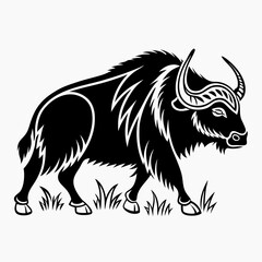 Yak vector silhouette black design white background
