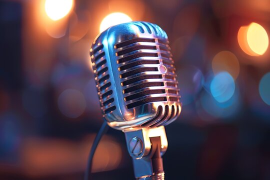 Retro microphone at a concert