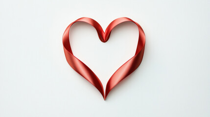 heart shaped ribbon design in silky red, symbolizing love and romance. Perfect for Valentine Day or wedding decorations, this elegant ribbon adds touch of charm