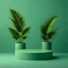 Tropical Elegance Luxurious Green Podium with Photorealistic Details