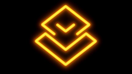 Obraz premium Abstract Neon Orange Double Down Arrow Design
