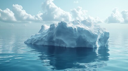 A large ice block floating in the ocean