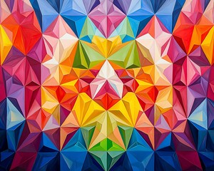 Obraz premium Vibrant geometric abstract art with colorful triangles.