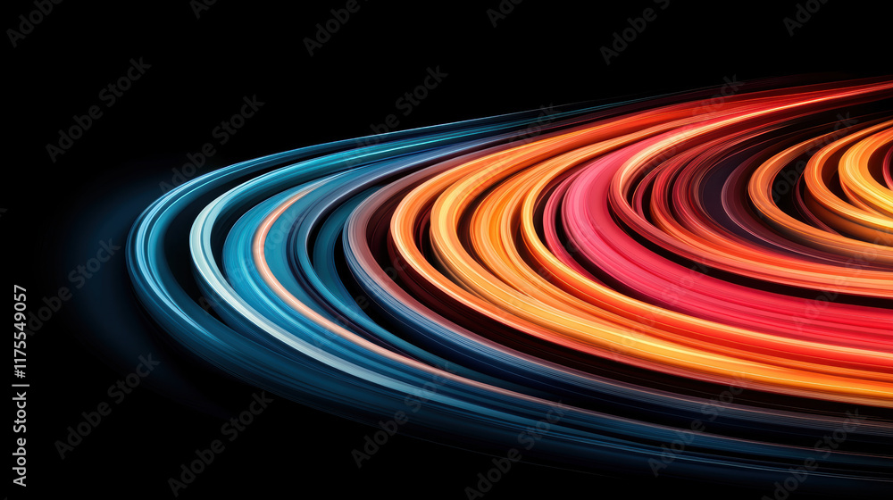 Aufkleber vibrant streams of light trails in rainbow colors create dynamic visual effect. smooth curves and br