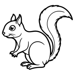 Cute  Line Art Squirrel Silhouette Black Vector Illustration