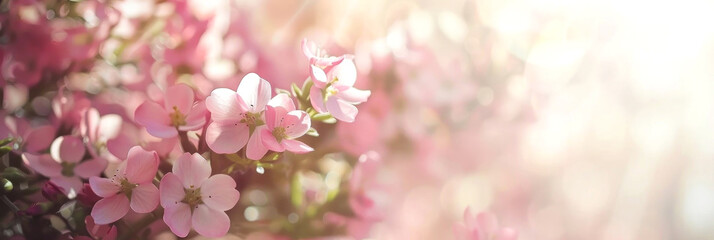 Soft pink blossoms bask in sunlight, creating a dreamy, ethereal scene perfect for spring inspiration