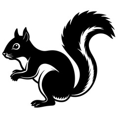 Cute  Line Art Squirrel Silhouette Black Vector Illustration
