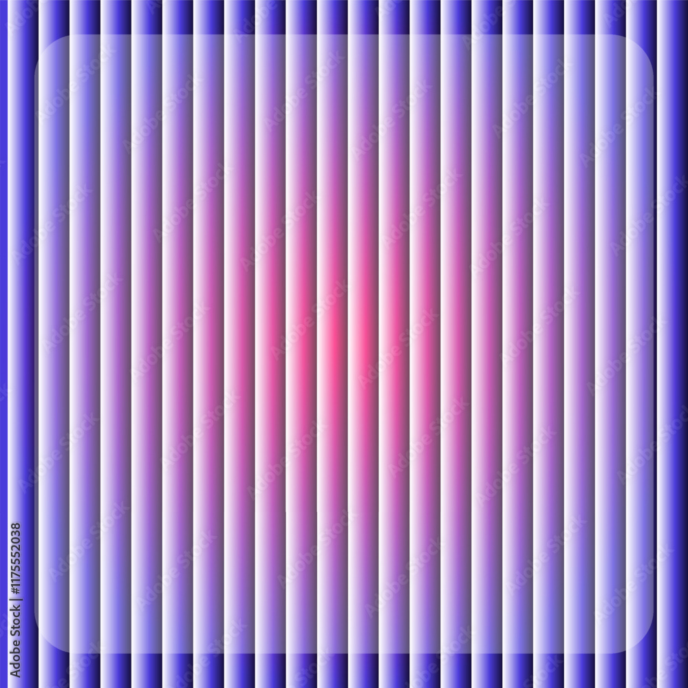 Poster blue red radial abstract background with vertical pipes and white pop up shade for text