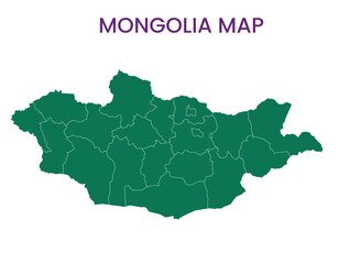 High detailed map of Mongolia. Outline map of Mongolia. Asia