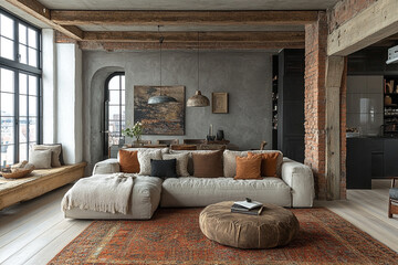 Industrial Loft Apartment Living Room Design