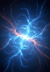 Abstract Cosmic Energy Blue and Orange Plasma Burst in Space Nebula Galactic Collision