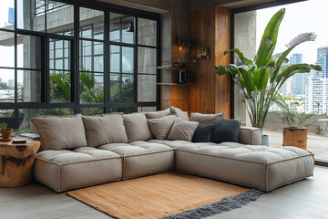 Modern Sectional Sofa In A Stylish Urban Apartment