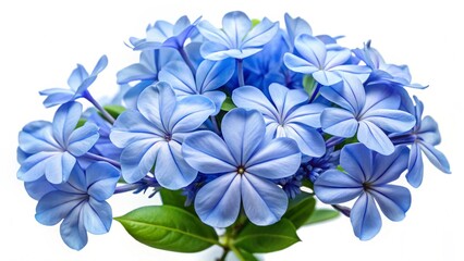 Fototapeta premium White plumbago or Cape leadwort flower. Close up small blue flower bouquet isolated on transparent background. 