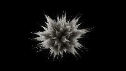 Realistic Grey Dust Explosion isolated on Black Background, overlay transparent alpha VFX