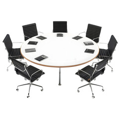 Modern Conference Room  Round Table  Chairs  Meeting Setup