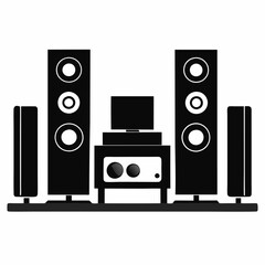 Home Theater Silhouette Vector Art