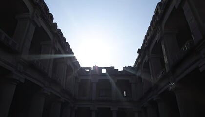 Sunlit Courtyard of an Ancient Building