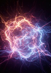 Abstract Electric Lightning Storm Energy Plasma Fiery and Icy Blue Purple Orange Red