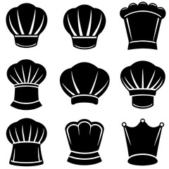 Chef Hats silhouette vector on White Background