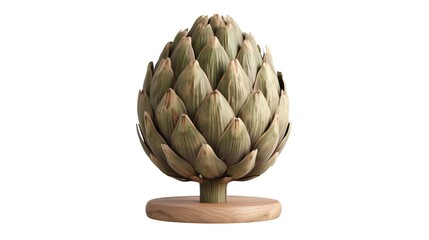 Obraz premium Artichoke Sculpture on Wooden Base 