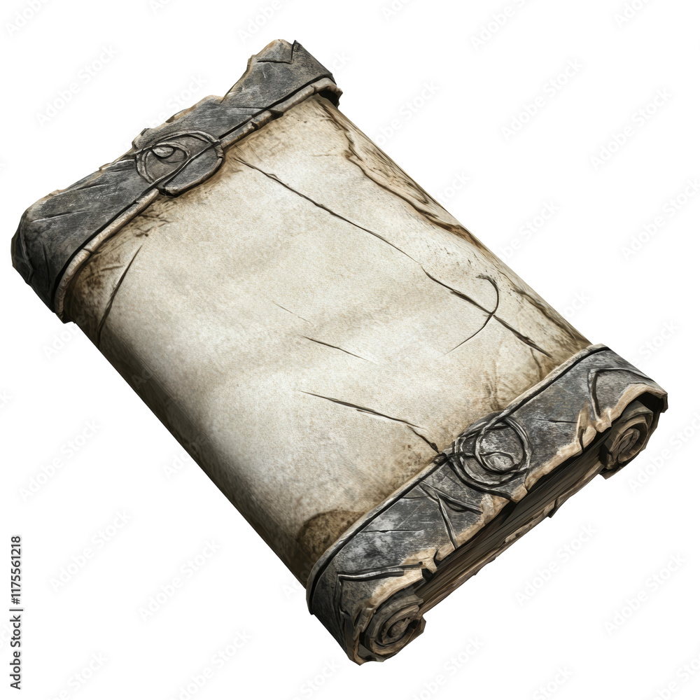 Poster realistic ancient scroll with detailed texture isolated transparent background