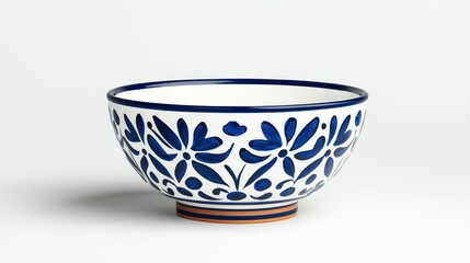 Elegant Handmade Ceramic Bowl with Intricate Blue Floral Design, Perfect for Serving or Display, Capturing the Essence of Traditional Craftsmanship and Modern Aesthetics