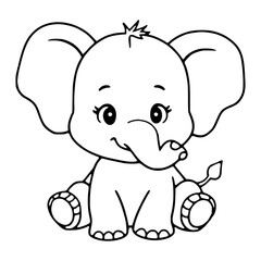 Baby elephant line art