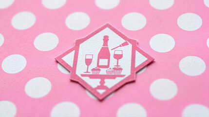 Invitation, invitation to a hen party. Pink polka dot design with champagne illustration.