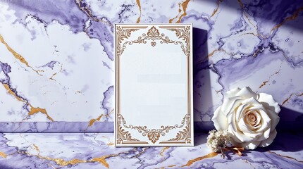 Invitation, invitation to a hen party. Elegant invitation card with marble and floral decor.