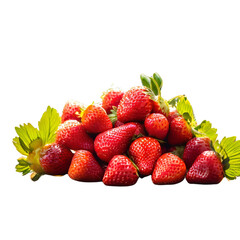 a pile of isolated strawberries on a transparent background